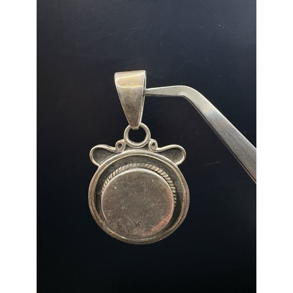 Sterling Silver Large Pendant Charm Engravable Jewelry 17.28g Art Deco